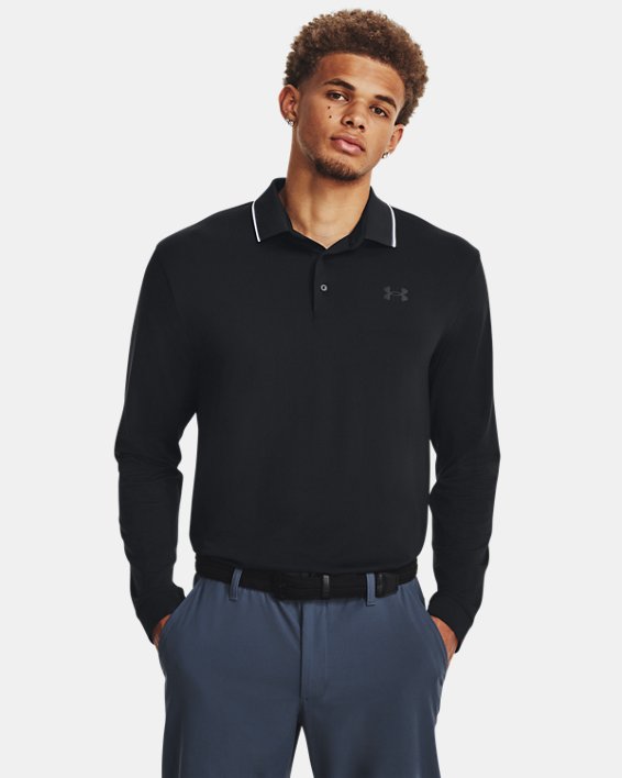 Men's UA Playoff 3.0 Long Sleeve Polo in Black image number 0